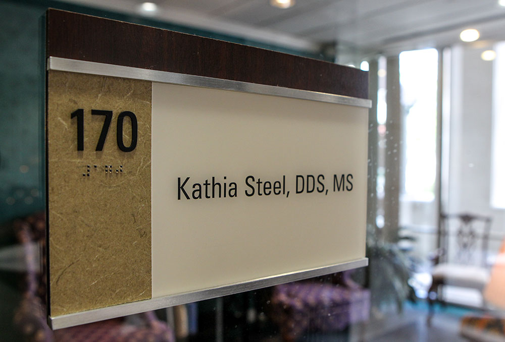 Dentist Door sign | Dallas Prosthodontist | Dr. Kathia Steel DDS, MS, PA